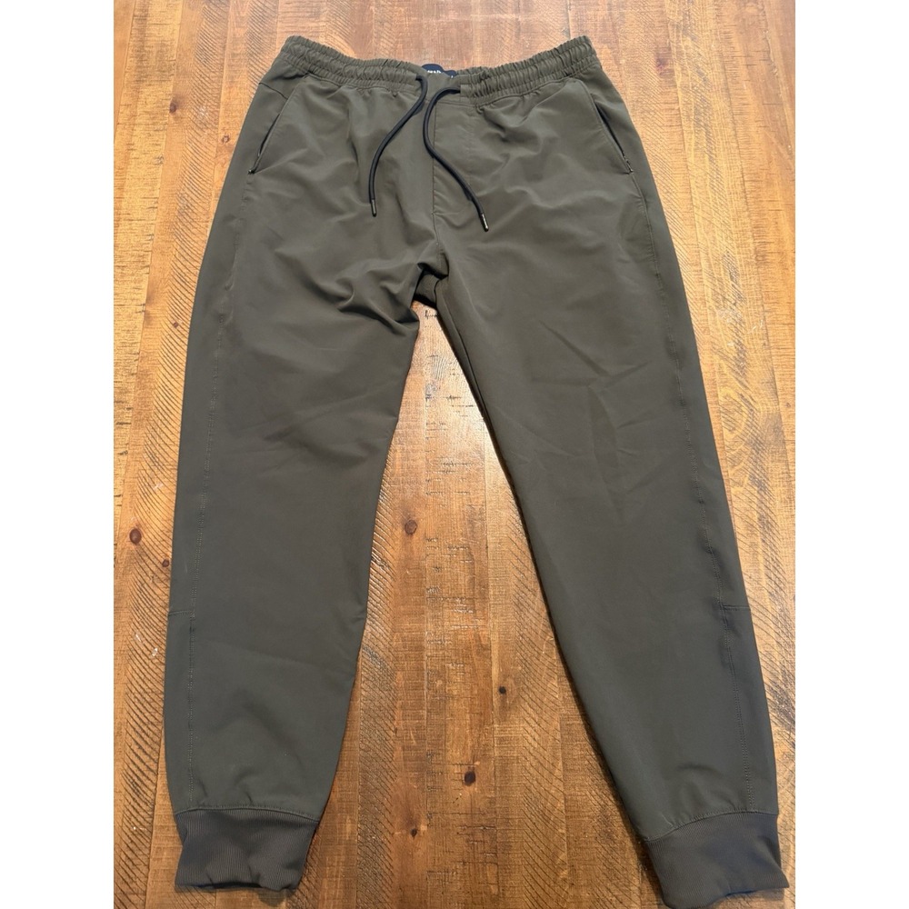 Abercrombie & Fitch Drawstring Pants Mens L Large Green Stretch Ribbed Cuffs